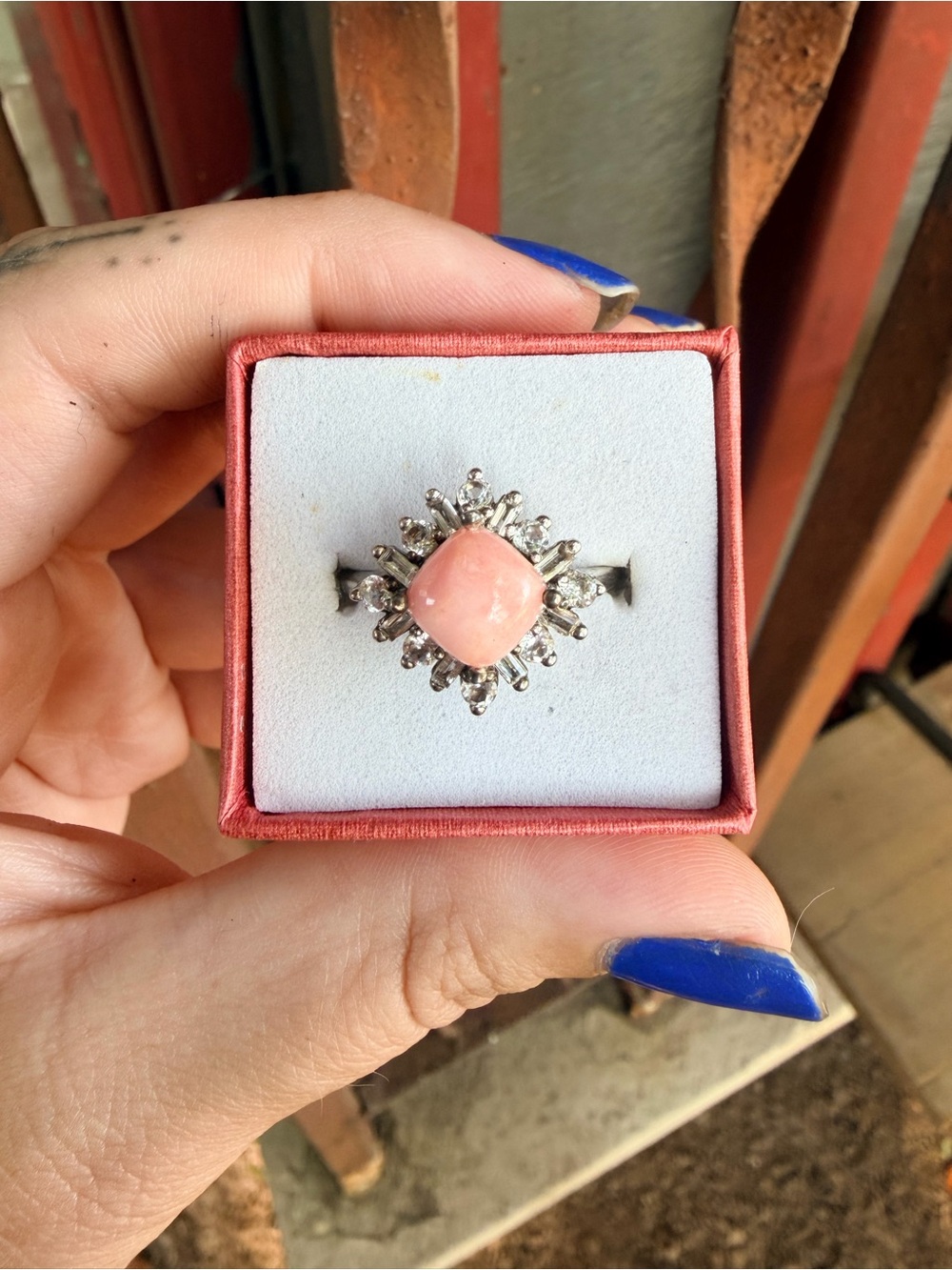 Vintage Pink Opal S925 Ring - Size 8